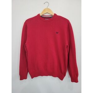 Chaps Men's Red Knit Crew Neck Sweater Casual‎ Classic Top L 100% Cotton Jumper